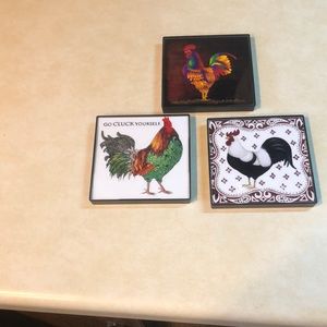 Set of 3 4 by 6 rooster decor